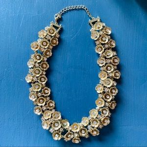 Gold Flower Crystal Chunky Necklace | New Elegant